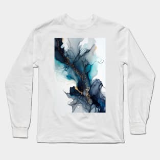 Electric Blue - Abstract Alcohol Ink Art Long Sleeve T-Shirt